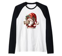 Vintage Christmas GNOME For Women Men and Kids Cute Santa Camiseta Manga Raglan