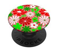 Vintage Christmas Groovy 1960s Floral Feo Navidad 1970s Boho PopSockets PopGrip Adhesivo