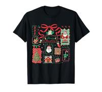 Vintage Christmas Icons Merry Christmas Coquette Bow Camiseta