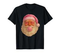 Vintage Christmas Santa Bubble Gum Pink Sunglass Camiseta