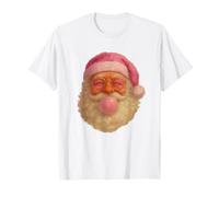 Vintage Christmas Santa Bubble Gum Pink Sunglass Camiseta
