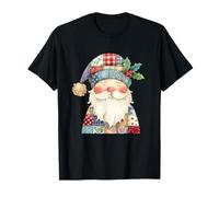 Vintage Christmas Santa Claus Face Patchwork Old Fashioned Camiseta
