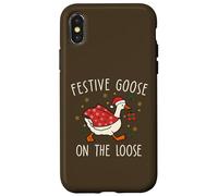 Vintage Christmas Silly Goose on The Loose, Xmas Carcasa para iPhone X/XS