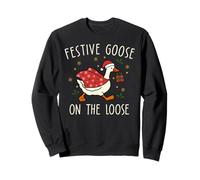 Vintage Christmas Silly Goose on The Loose, Xmas Sudadera