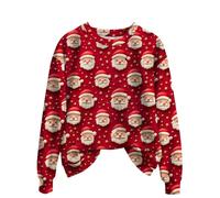 Vintage Christmas Sweatshirt Faux Fur Trim Crew Neck Shirts Xmas Long Sleeve Pullover Holiday Ugly Sweater