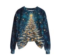 Vintage Christmas Sweatshirt Faux Fur Trim Crew Neck Shirts Xmas Long Sleeve Pullover Holiday Ugly Sweater