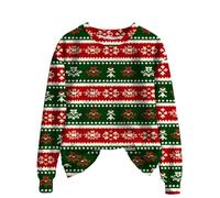 Vintage Christmas Sweatshirt Faux Fur Trim Crew Neck Shirts Xmas Long Sleeve Pullover Holiday Ugly Sweater