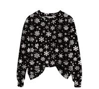 Vintage Christmas Sweatshirt Faux Fur Trim Crew Neck Shirts Xmas Long Sleeve Pullover Holiday Ugly Sweater