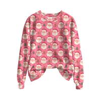 Vintage Christmas Sweatshirt Faux Fur Trim Crew Neck Shirts Xmas Long Sleeve Pullover Holiday Ugly Sweater