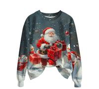 Vintage Christmas Sweatshirt Faux Fur Trim Crew Neck Shirts Xmas Long Sleeve Pullover Holiday Ugly Sweater