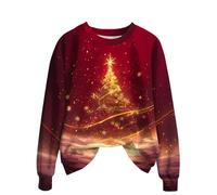 Vintage Christmas Sweatshirt Faux Fur Trim Crew Neck Shirts Xmas Long Sleeve Pullover Holiday Ugly Sweater