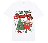 Vintage Christmas Tis The Season Christmas Tree Coffee Latte Comfort Colors Adult Heavyweight T-Shirt