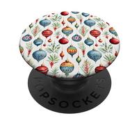 Vintage Christmas Tree Balls Pattern For Girls Cute Xmas PopSockets PopGrip Adhesivo