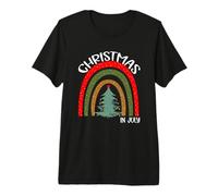 Vintage Christmas Tree Rainbow Christmas in July Camiseta Premium
