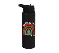 Vintage Christmas Tree Rainbow Christmas in July Stainless Steel Insulated Water Bottle