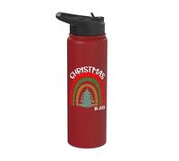 Vintage Christmas Tree Rainbow Christmas in July Stainless Steel Insulated Water Bottle