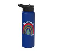 Vintage Christmas Tree Rainbow Christmas in July Stainless Steel Insulated Water Bottle