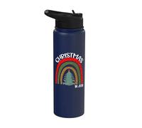 Vintage Christmas Tree Rainbow Christmas in July Stainless Steel Insulated Water Bottle