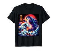 Vintage Classic Catzilla Gato Gigante Rugido Gran Ola Camiseta