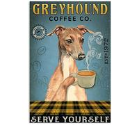 Vintage Coffee Company - Póster de galgos para decoración de interiores y hogares (20,3 x 30,5 cm)