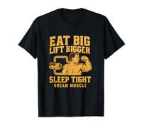 Vintage Collegiate Eat Big Lift, más Grande, Duerme Bien y está en Forma Camiseta