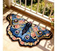 Vintage Colorful Butterfly Print Rug, Irregular Butterfly Moth Shaped Area Rug, Soft Washable Mat, Carpet for Living Room Bedroom Bathroom Entryway Home Decor (Multicoloured, 40x70cm(16"x28"))