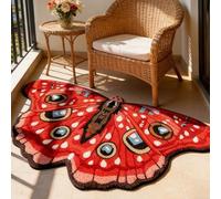 Vintage Colorful Butterfly Print Rug, Irregular Butterfly Moth Shaped Area Rug, Soft Washable Mat, Carpet for Living Room Bedroom Bathroom Entryway Home Decor (Multicoloured, 100x180cm(40"x71"))