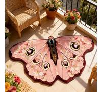 Vintage Colorful Butterfly Print Rug, Irregular Butterfly Moth Shaped Area Rug, Soft Washable Mat, Carpet for Living Room Bedroom Bathroom Entryway Home Decor (Light colours, 40x70cm(16"x28"))