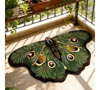 Vintage Colorful Butterfly Print Rug, Irregular Butterfly Moth Shaped Area Rug, Soft Washable Mat, Carpet for Living Room Bedroom Bathroom Entryway Home Decor (Dark green, 100x180cm(40"x71"))