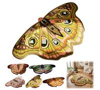 Vintage Colorful Butterfly Print Rug,Irregular Butterfly Moth Shaped Area Rug,Soft Washable Non-Slip Faux Wool Mat,Absorbent Carpet for Living Room Bedroom Bath (Green, 50x90cm/19.68x35.43in)