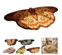 Vintage Colorful Butterfly Print Rug,Irregular Butterfly Moth Shaped Area Rug,Soft Washable Non-Slip Faux Wool Mat,Absorbent Carpet for Living Room Bedroom Bath (Yellow, 60x100cm/23.62x39.37in)