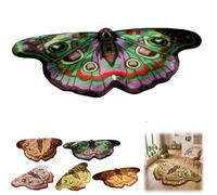 Vintage Colorful Butterfly Print Rug,Irregular Butterfly Moth Shaped Area Rug,Soft Washable Non-Slip Faux Wool Mat,Absorbent Carpet for Living Room Bedroom Bath (Purple, 50x90cm/19.68x35.43in)