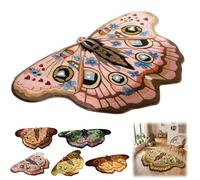 Vintage Colorful Butterfly Print Rug,Irregular Butterfly Moth Shaped Area Rug,Soft Washable Non-Slip Faux Wool Mat,Absorbent Carpet for Living Room Bedroom Bath (Light Pink, 60x100cm/23.62x39.37in)