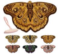 Vintage Colorful Butterfly Print Rug, Irregular Moth Shaped Area Rug, Ultra Soft Washable Floor Mat, Absorbent Quick-Dry Non-Slip Carpet for Bedroom Bathroom Living Room Entryway Decor (Yellow, L)
