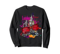 Vintage Cool Colorful London UK tee Shirts, London Landmarks Sudadera