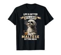 Vintage Cool Dog Dads Funny Día del Padre Amante de los Perros Malteses Camiseta