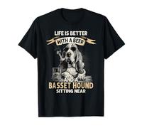 Vintage Cool Dog Dads Funny Día del Padre Basset Hound Dog Camiseta