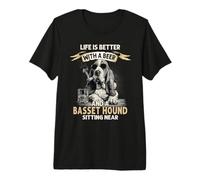Vintage Cool Dog Dads Funny Día del Padre Basset Hound Dog Camiseta Premium