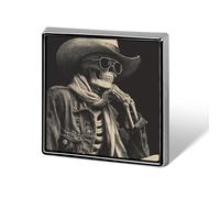 Vintage Cool Skeleton Cowboy Western Hat Unisex Broches & Pins Cuadrado Ligero Solapa Insignia Joyería para Ropa Chal Sombrero