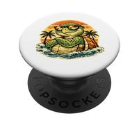 Vintage Cool Turtle Fun Cartoon con Gafas de Sol Retro Beach PopSockets PopGrip Adhesivo