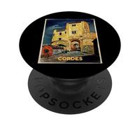 Vintage 'Cordes' - Póster de Viaje del Sur de Francia PopSockets PopGrip Adhesivo