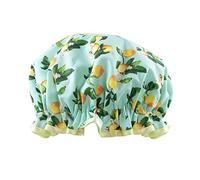 Vintage Cosmetic Company - Gorro de ducha ligero y elástico, mantiene el cabello seco y sin encrespamiento, gorro de ducha reutilizable con estampado de limón