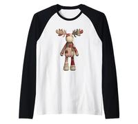 Vintage Country Quilted Reno Alce Navidad Camiseta Manga Raglan