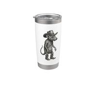Vintage Cowboy Rat Mouse Texas Wild West Diseño Vaso térmico de acero inoxidable de doble pared