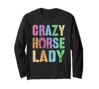 Vintage Crazy Horse Lady Equestrian Squad Pony Vibes Manga Larga