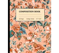 Vintage Cream Botanical Composition Notebook: Floral cream blossoms on navy, college ruled, soft matte, 7.5 x 9.25 inches, 110 pages