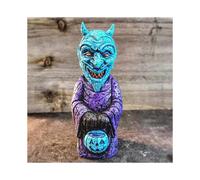 Vintage Creepy Figurines, Halloween Creepy Laughing Skeleton in Cape Pumpkin Lantern Figures