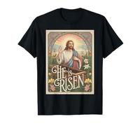Vintage Cristiano Pascua Jesús Tumba He is Risen Art Nouveau Camiseta