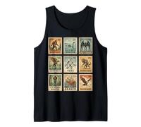 Vintage Cryptid Sellos Bigfoot Mothman Loch Ness Kraken Camiseta sin Mangas
