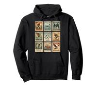 Vintage Cryptid Sellos Bigfoot Mothman Loch Ness Kraken Sudadera con Capucha
